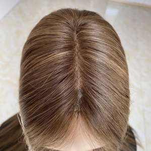 Livraison rapide, prêt à être expédié, cheveux russes doublement tirés, base mono 3*5.5, topper populaire, couleur ombrée brun, topper mono pour salon - Product Image 3