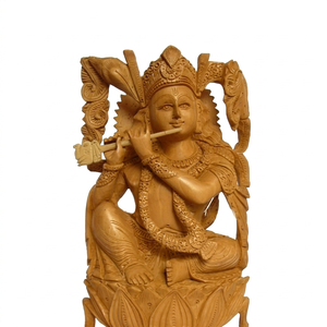 Modelo Coleccionable de Arte Religioso Ecológico de Madera del Dios Hindú Krishna - Product Image 1