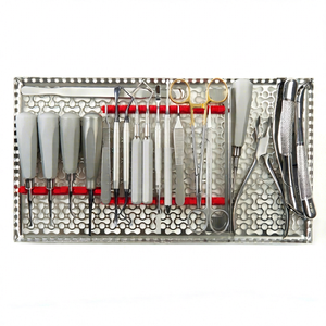 Ensemble de plateaux d'instruments dentaires vétérinaires en acier inoxydable, kit d'outils chirurgicaux avec bande en silicone pour clinique vétérinaire canine - Product Image 1