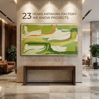 Pintura Acrílica Abstracta Verde Oliva de Textura Gruesa sobre Lienzo, Hecha a Mano y Enmarcada, para Decoración de Interiores de Alta Gama para Hoteles, Eager Art