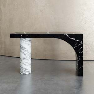 Table <span class=keywords><strong>console</strong></span> moderne en marbre noir Table de salon étroite Table <span class=keywords><strong>basse</strong></span> d'entrée en pierre naturelle - Product Image 1