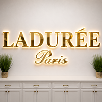 Enseigne lumineuse LED commerciale en acier inoxydable, logo en lettres métalliques 3D, enseigne LED, décoration murale pour spa, vitrine de magasin, image de marque