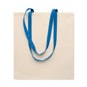 Sac fourre-tout en coton Zevra 140 g/m² bleu roi avec poignées carrées, usage promotionnel décontracté, fabriqué en Italie, technique de couture - Product Image 1