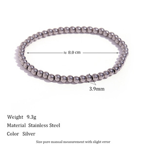 Nouveaux bracelets de mode, bijoux fantaisie, bracelets en argent plaqué or 18 carats, acier inoxydable, bracelets à perles pour femmes - Product Image 6