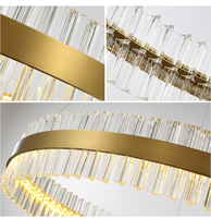 Lustre moderne en cristal LED de haute qualité avec anneau doré pour hôtel, villa, projet d'escalier JY9205