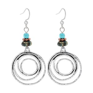 Pendientes de moda étnica con diseño floral, hechos a mano, en tono plateado, longitud regular, accesorio para las cuatro estaciones, joyería para mujer - Product Image 5