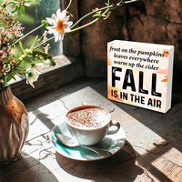 1 plaque décorative carrée en PVC imprimée UV sur le thème de l'automne, style ferme, pour table, ornement de maison pour Thanksgiving
