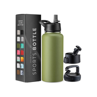 Botella de Agua de Alta Calidad para Deportes y Viajes, Termo de Café con Doble Pared de Acero Inoxidable Aislado al Vacío con Impresión Personalizada