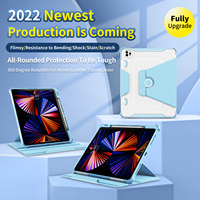 Nouvel étui pour iPad Pro 12.9 pouces 2022/2021/2020/2018 avec porte-crayon Smart iPad Case Support Touch ID et réveil/veille automatique