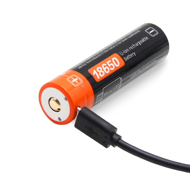 3.7V 2600mAh ICR 18650 Li Ion Rechargeable Battery With Micro USB Charging Port