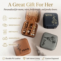 Boîte à bijoux en similicuir gravable au laser, logo personnalisé, petite boîte de rangement pour bijoux, vente en gros, cadeaux d'anniversaire