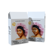 Boîte à bonnets en satin personnalisable avec logo privé, boîte à bonnets pour tresses, durags en soie, emballage en papier, boîte de présentation pliable pour bonnets