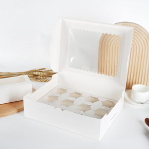 Custom White Transparent Mini Window Clear 2 4 6 8 Hole Muffin cup cake Cupcake Paper packing boxes