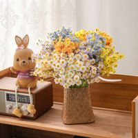 CallaFloral Buket Bunga Chamomile Buatan, Kain Tenun Pan, Campuran Sutra, Warna-Warni, Rangkaian Bunga Genggam, Pernikahan, Luar Ruangan