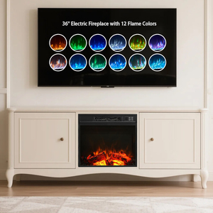 36" Electric <strong>Fireplace</strong> <strong>TV</strong> <strong>Unit</strong> 12 Flame Colors 750W/1500W Touch Screen Remote - Product Image 4
