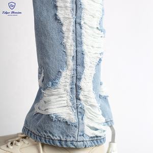 EDGE DENIM Custom Distressed Blue Washed Branded <span class=keywords><strong>Rock</strong></span> Star Jeans <span class=keywords><strong>Rock</strong></span> and Roll <span class=keywords><strong>Rock</strong></span> Jeans Pantalones para hombres - Product Image 4