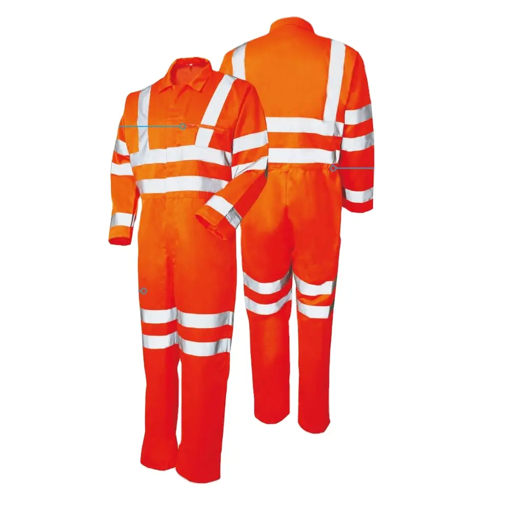 OEM-Mono de seguridad naranja con cinta reflectante para ropa de trabajo, mono de seguridad