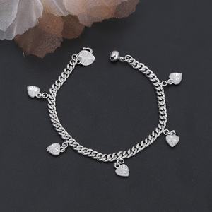 Bracelet de charme pour femme JXX en gros, plaqué argent, chaîne torsadée et chaîne cubaine en forme de cœur - Product Image 5
