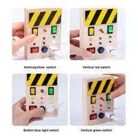 Tablero ocupado Montessori para niños pequeños, juguetes educativos sensoriales de madera con botones de luz LED, cables enchufables, regalos para bebés