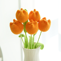 Bouquet de roses artificielles 3D en crochet fait à la main de tulipes tricotées pour la Saint-Valentin et le Nouvel An
