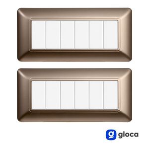 Enchufe de pared Gloca de plástico con 6 tomas, juego de 2 en acero bronceado para uso residencial - Product Image 2