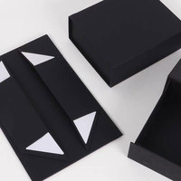 Boîte pliable Lat Pack avec couvercle magnétique, boîte cadeau en papier pliable, expédition à plat pour économiser sur les frais, emballage recyclable noir et blanc