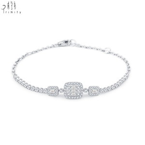 Exquisite Accessories Charming Geometric Trendy 18K White Gold Natural Diamond Bracelet <b>Set</b> for Women-Wedding Party Gift - Product Image 1