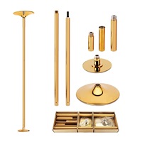 CHENGMO SPORTS Barra de Baile Desmontable, Kit de Barra Giratoria Portátil Dorada para Casa, Club, Dormitorio, Apartamento, Barra de Pole Dance