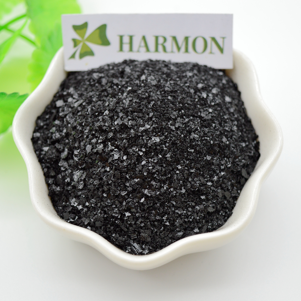 Заводская горячая Распродажа блестящая хлопья супер ГУМАТ калия 98% удобрение 100% водорастворимое 85% 90% 98% Ph 9-11