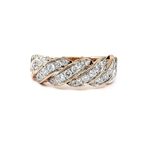Bague en or rose massif 18 carats de haute qualité Design vintage torsion ronde en diamant véritable pour le mariage des femmes - Product Image 1