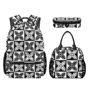 Student Gift Three Piece Set <strong>Backpack</strong> Insulated <strong>Lunch</strong> Bag Pencil case Custom Hawaiian Quilt Design Student <strong>Backpack</strong> - Product Image 6