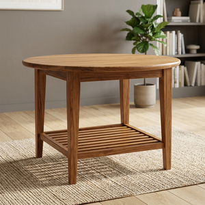 Scandinavian Eco-Friendly Durable Waterproof <b>Solid</b> Teak <b>Wood</b> <b>Dining</b> <b>Table</b> Slatted Lower Shelf 2-Seater Capacity for Villa Hotel - Product Image 4