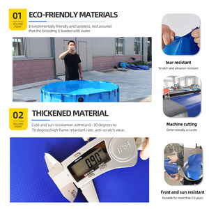 Étang à poissons d'<span class=keywords><strong>aquaculture</strong></span> en plastique commercial | Réservoir d'élevage de poissons mobile avec support de tuyau galvanisé - Product Image 4