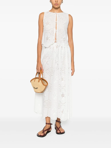 Haut sans manches pour femme LEDUO, style bohème, dentelle brodée, ourlet festonné, à nouer, pour les vacances d'été à la plage. - Product Image 2