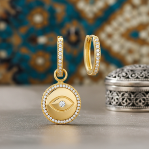 Boucles d'oreilles pendantes de forme ronde Design Eye fait à la main élégant en gros turc 925 bijoux en argent Sterling - Product Image 3