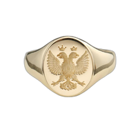 Bague Sceau en cire aigle à double tête-Or rose 10K et platine blanc Bague chevalière élégante et unique pour homme, personnalisable