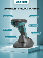 Lecteur de codes-barres sans fil Xb-d50bt avec batterie de 2200 mAh, scanner de codes 1D et 2D, scanner de codes QR portable avec support