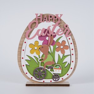 Adornos de Madera con Forma de Huevo de Pascua, Grabados con Láser 'FELIZ PASCUA', Decoración para el Día del Niño, Regalo Infantil Rústico y Pastoral - Product Image 4