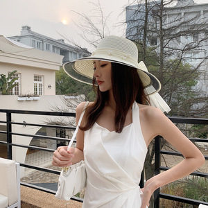 <span class=keywords><strong>Sombrero</strong></span> Panamá de Paja Rafia con Copa de Perlas, Estilo Casual Coreano, Unisex, para Verano, Playa, Viajes, Fresco, Protección Solar, Venta al Por Mayor - Product Image 2