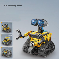 Ensemble de jouets robots en blocs de construction STEM 4 en 1, kit de briques éducatives transformables en dinosaure et en tank, pour garçons, filles, enfants, cadeau