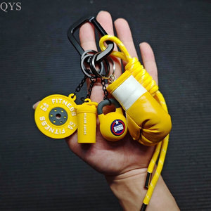 QYS Custom Logo 3D Sports Keychain Set Plastic Fitness Pendant Carabiner <b>Keyring</b> Promotion Gift Lightweight Cartoon Design - Product Image 6