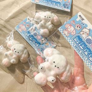 Juguete de peluche antiestrés de oso de peluche con mantequilla de miel enlatada súper suave y cremosa, hecho en casa, con un perro rizado suave y cremoso para aliviar el estrés. - Product Image 5