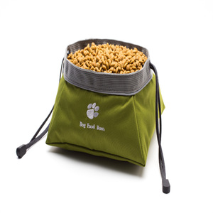 Tazón Portátil de Acero Inoxidable Verde para Comida y Agua de Perros y Gatos, Diseño Plegable de Lona Impermeable para Viajes al Aire Libre - Product Image 5