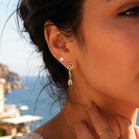 Boucles d'oreilles pendantes élégantes SUMMLY, plaquées or 18 carats, en acier inoxydable, avec pendentif en zircon en forme de larme, pour femmes, bijoux pour tous les jours et les soirées