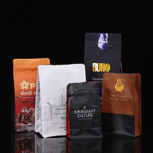 Thiết kế tùy chỉnh đáy phẳng in túi Cà Phê Hộp vuông đáy bao bì túi cà phê có khóa kéo và van - Product Image 1