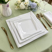 Assiette carrée classique en porcelaine blanche unie, motif soleil éclatant, en céramique vernissée, compatible lave-vaisselle et micro-ondes, vente en gros