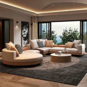 Muebles para el hogar modernos para sala de estar, sofá modular en forma de <span class=keywords><strong>L</strong></span>, sofá, diseño italiano, sofá Seccional de cuero curvo, conjunto de combinaciones - Product Image 3