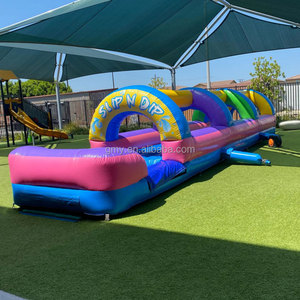 Venta al por mayor 30 pies toboganes de agua rebote deslizante juego al aire libre palmera Castillo saltar deslizamiento y tobogán inflable para piscina - Product Image 5