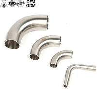 Coude sanitaire à soudure bout à bout à angle droit 90 degrés à tangente allongée, qualité alimentaire 3A, SS304 SS316L °   Raccords de tuyauterie en acier inoxydable