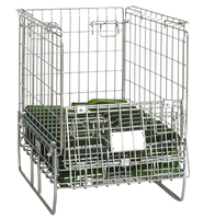 Conteneur en treillis métallique galvanisé pliable, empilable et durable, personnalisé pour le stockage en cave à vin, mobile et compatible avec les chariots élévateurs